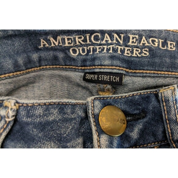 AMERICAN EAGLE AEO Jean Shorts  Women's 2  Hi-Rise Cut Off Super Stretch Denim - Picture 4 of 6
